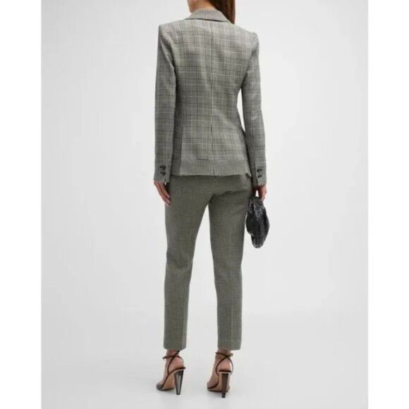 L'AGENCE Chamberlain Grey Plaid Houndstooth Single Breasted Blazer Jacket - Picture 5 of 15